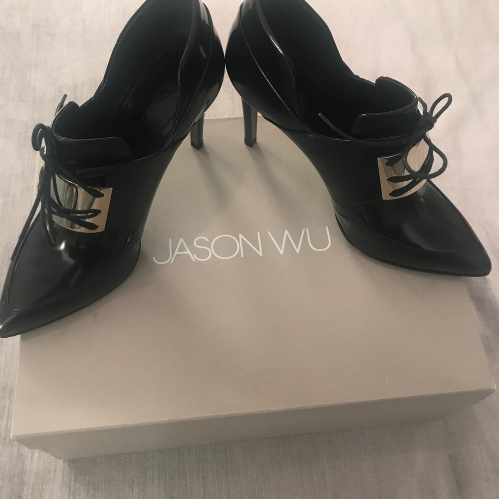 NWT Jason Wu Black Leather Ankle Boots SZ 38.5 - Picture 6 of 6